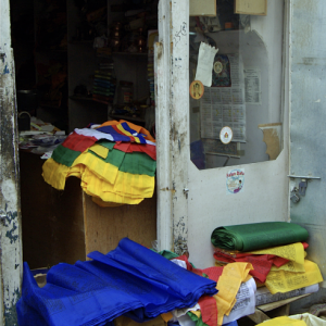 Shop specialising in fabrics for religious applications, Leh