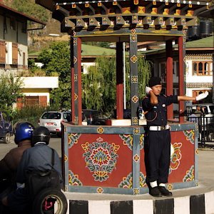 Traffic control in Thimphu, Bhutan
