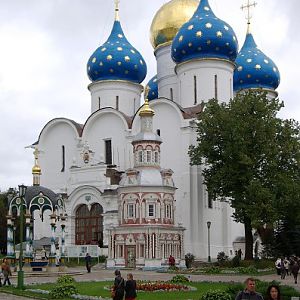 Trinity St Sergius Monastery, Assumption Cathedral with the Chapel over the Well and the Canopy over the Cross