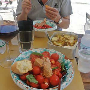 Marzamemi, Sicily. Pachino Tomato and Tuna salad