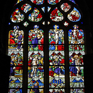 Chapelle Notre-Dame du Crann, east window - Passion of Christ