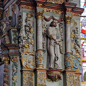 Locmélar church - retable of St Herve, detail