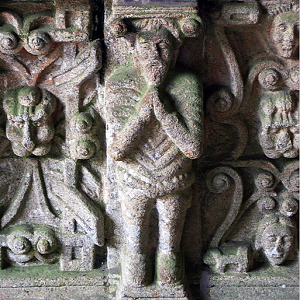 Bodilis church carving in the porch