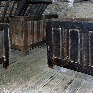 Moulins de Kerouat miller's house, storage chests in the attic