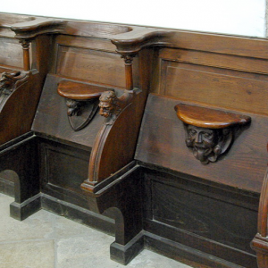 Entraygues-sur-Truyère Abbey - choir stalls and misericords