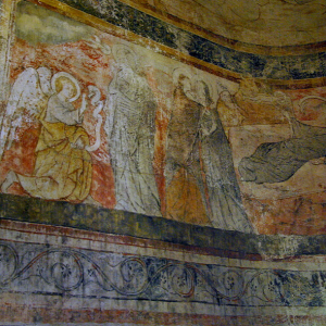 Polignac, Église Sainte-Anne et Saint-Martin - C15th fresco of the Annunciation and Nativity