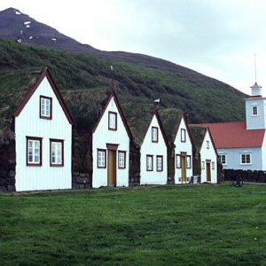 Laufás - farm and church