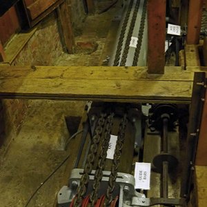Moveable ram mechanism in the basement for the hydraulic lift, Cragside