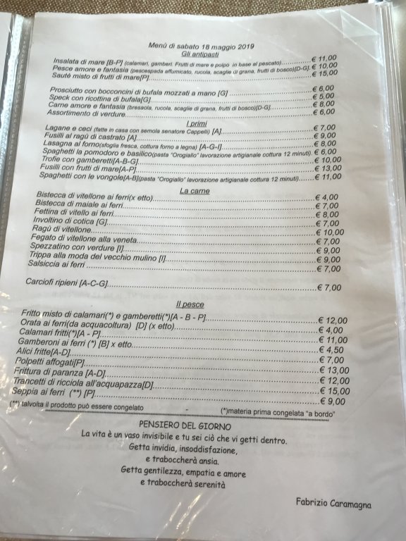 Agropoli, Menu