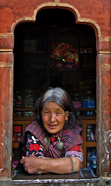 Bhutanese shopkeeper at Haa