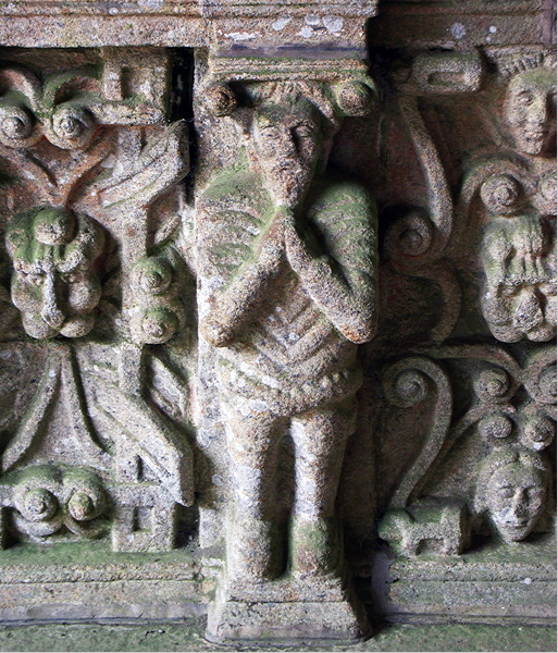 Bodilis church carving in the porch