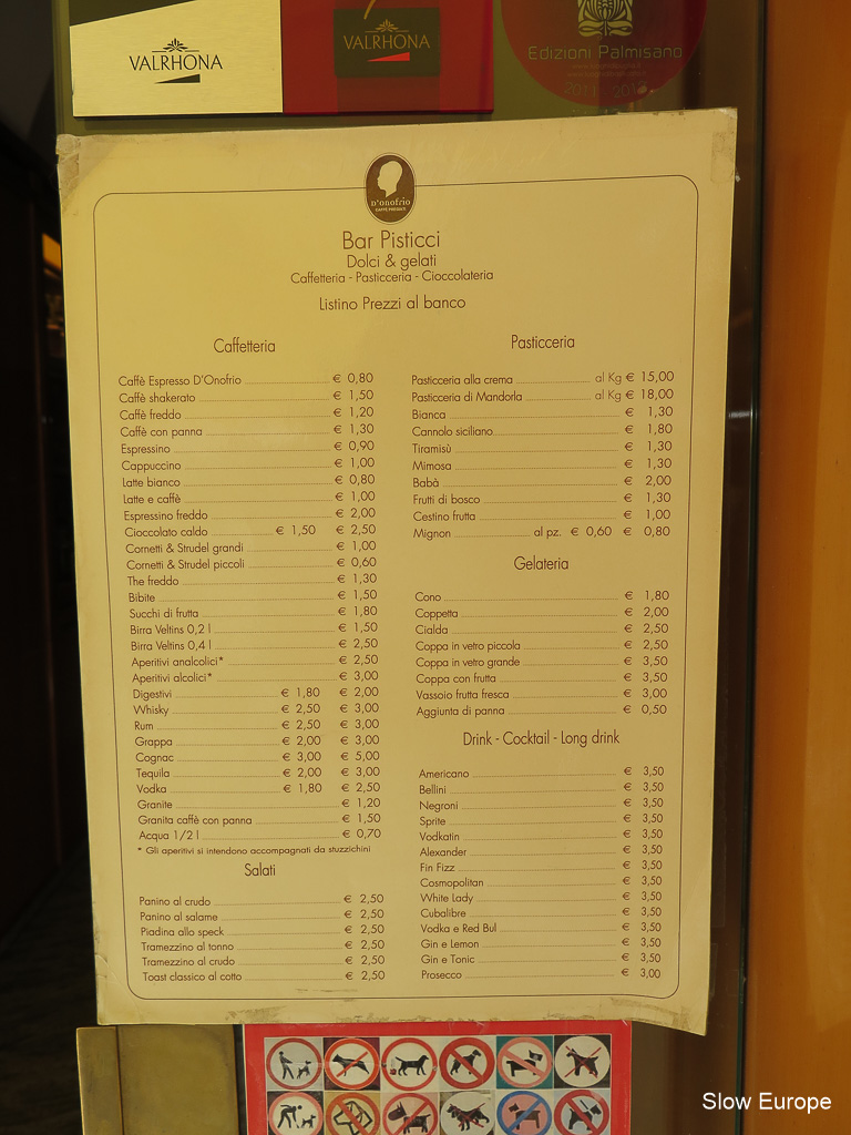 Caffe Menu