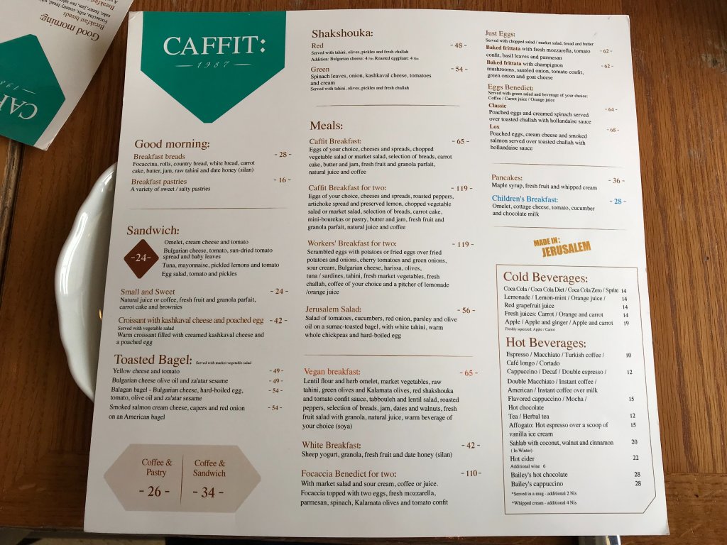 Caffit Breakfast Menu