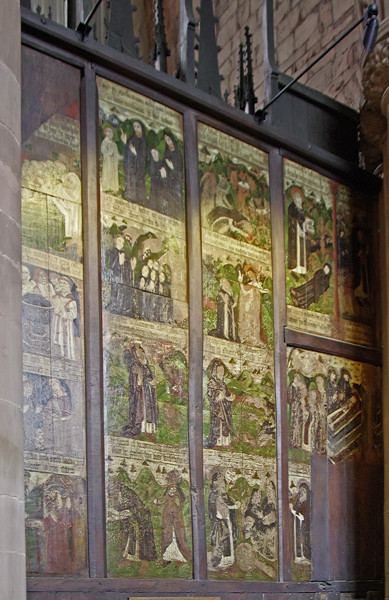 Carlisle Cathedral - C15th painted back of choir stall