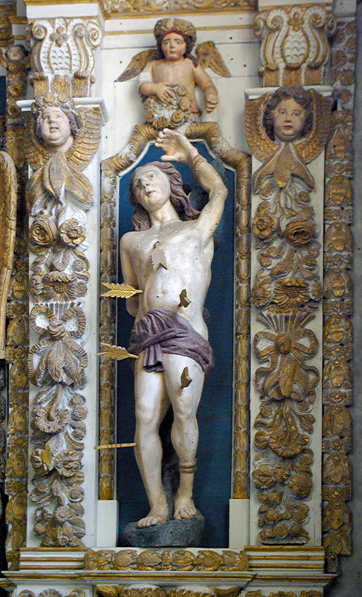 Commana church, Retable of the Five Wounds - St Sebastian