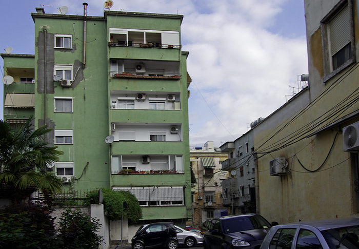 Communist block apartments in Tirana