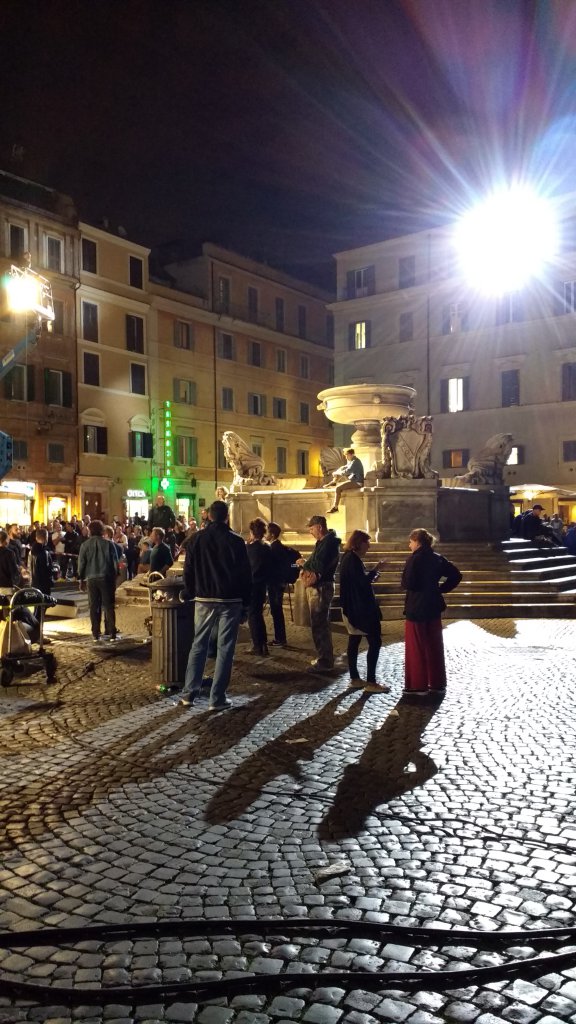 Filming something in Santa Maria square