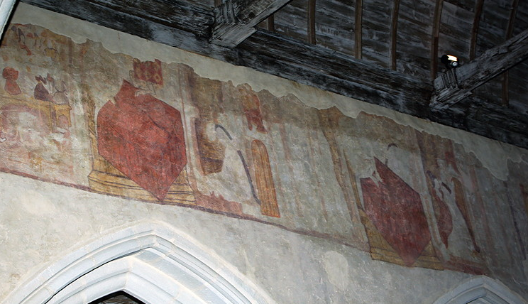 La Martyre church, C14th wall paintings