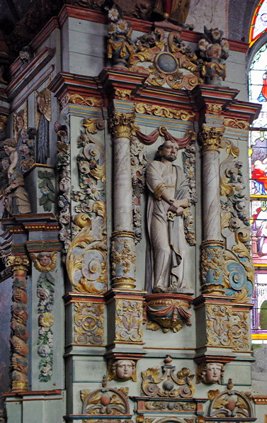 Locmélar church - retable of St Herve, detail