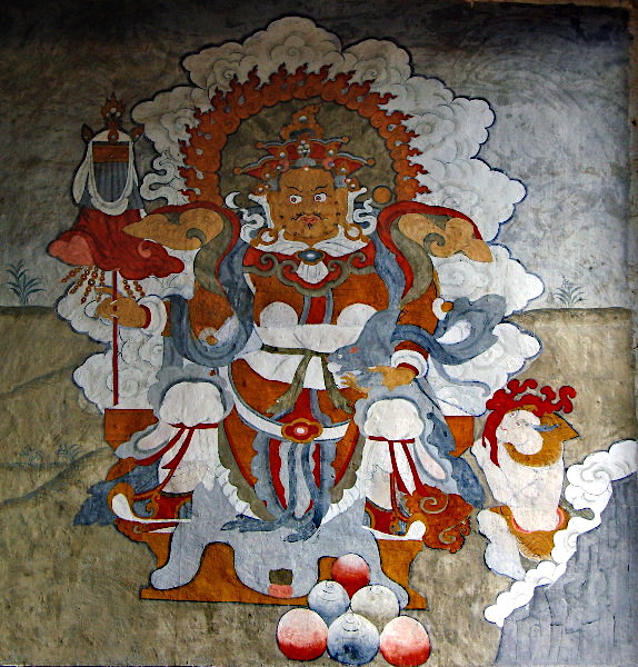 Painting of a protector god, Shingkar Lhakhang, Bhutan