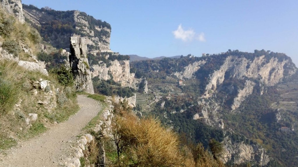 Path of the Gods Walking Path in the Amalfi Coast, Italy.