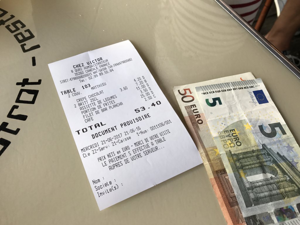 Receipts - Dinner