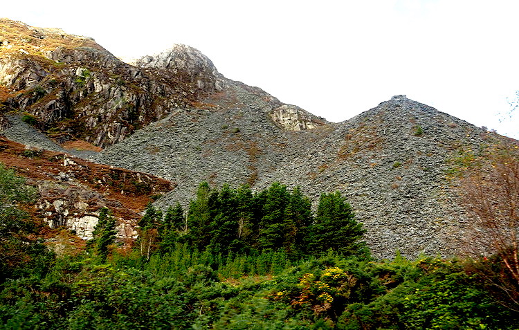 Slate waste tips around Blaenau Ffestiniog