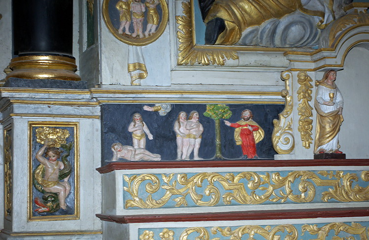 St Thégonnec church, north aisle altar - detail of the creation