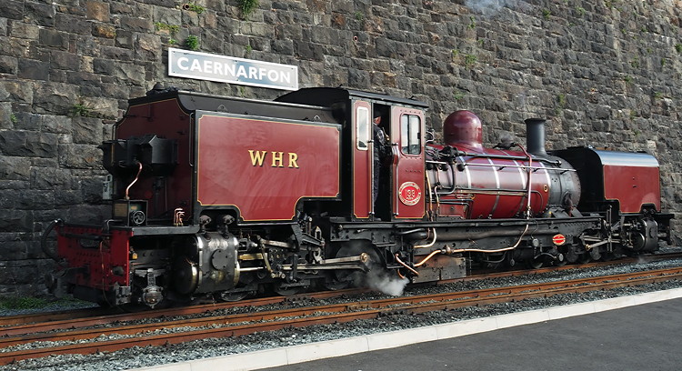 The red Garrett at Caernarfon Station, Welsh Highland Railway