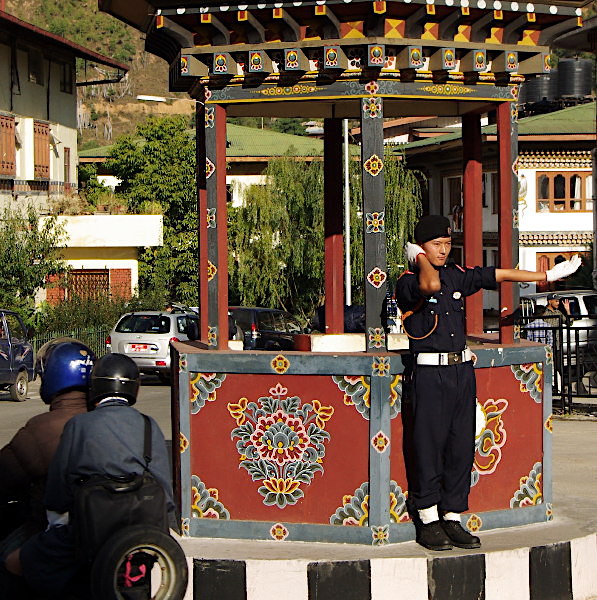 Traffic control in Thimphu, Bhutan