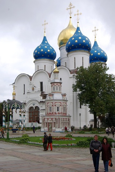 Trinity St Sergius Monastery, Assumption Cathedral with the Chapel over the Well and the Canopy over the Cross