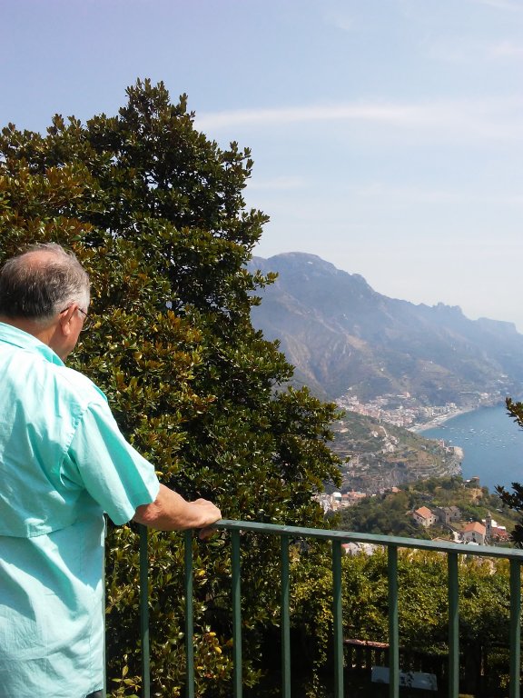 view from the Belvedere Garden on the oldest street in Ravello