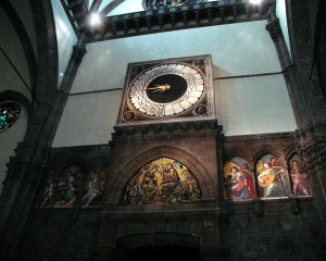 Clock above the front door of Florence Cathedral