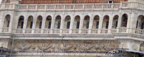 Close-up of the restored balcony