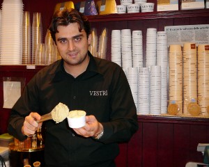 Leonardo Vestri scoops his premium gelato