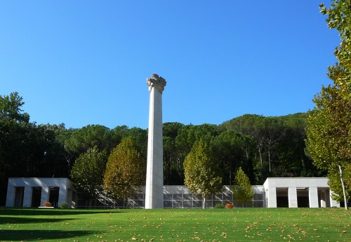 The Wall of the Missing behind the Monument to Peace