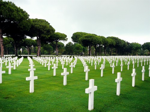 Headstones of the American soldiers who fell in battle between Sicily and Rome