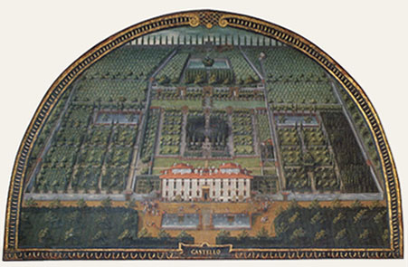 Lunette of Villa of Castello and its gardens by Giusto of Utens (1599) 