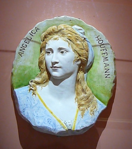 Late 19th century Florentine ceramic of painter Angelica Kauffman