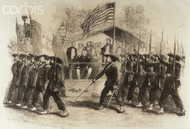 Lincoln reviews the 39th New York Volunteer Infantry Regiment- the Garibaldi Guard