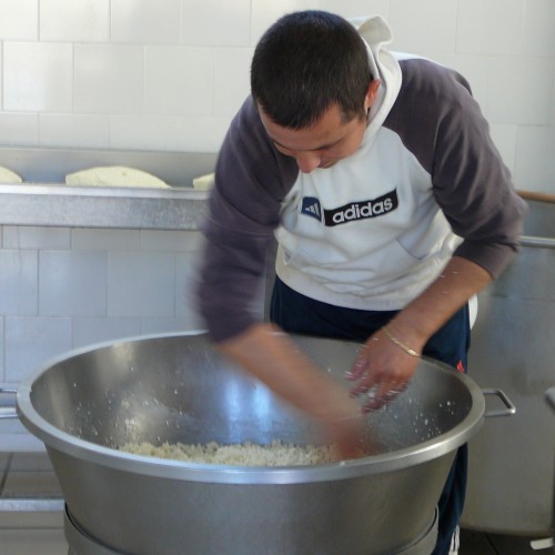 Crumbled cheese before hot water is added