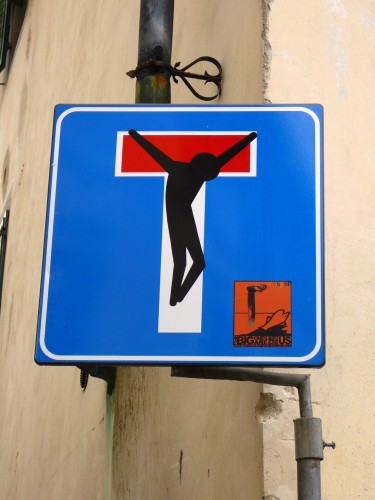 One of the first street sign silhoulettes created by Clet