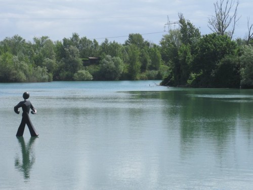 The Common Man's new home walking across a lake in Signa