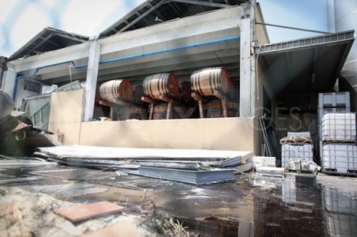 Earthquake damage at large balsamic vinegar factory