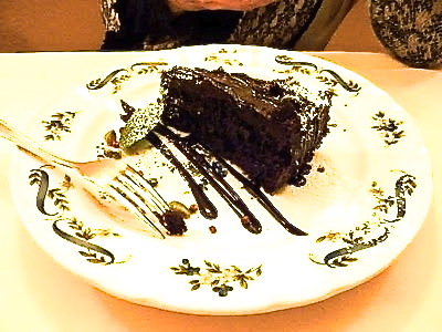 Diane's dark chocolate cake with chocolate sauce