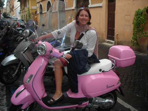 Estelle found Rome safer on a Vespa than on foot.