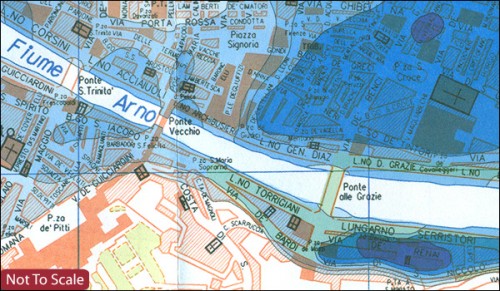 Map of the depth of flood waters in Florence