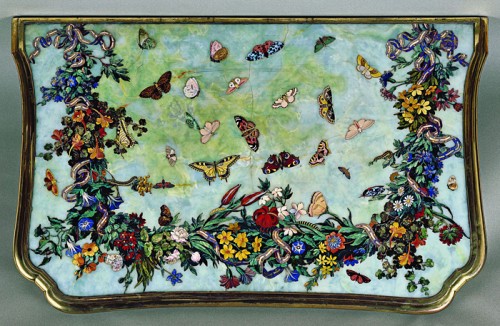 A table of butterflies in inlaid stone