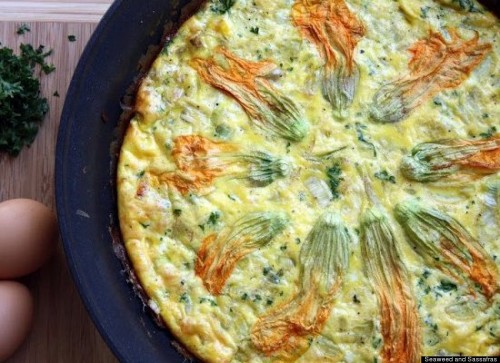 Zucchini blossom frittata (photo by seaweedandsassafras.com)