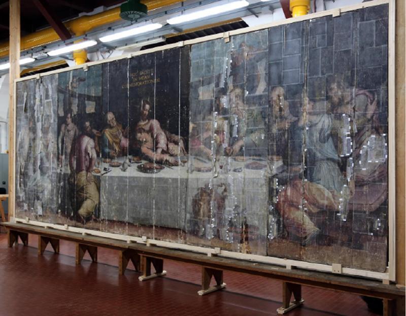 Vasari's Last Supper damaged by the flood of 1966 (photo credit: agenziaimpress.it)